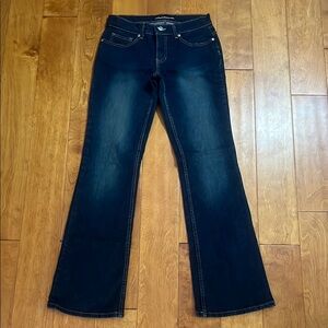 Bebe Y2K Boot Cut Low-Rise Jeans Size 28 Dark Wash Flare Casual Retro